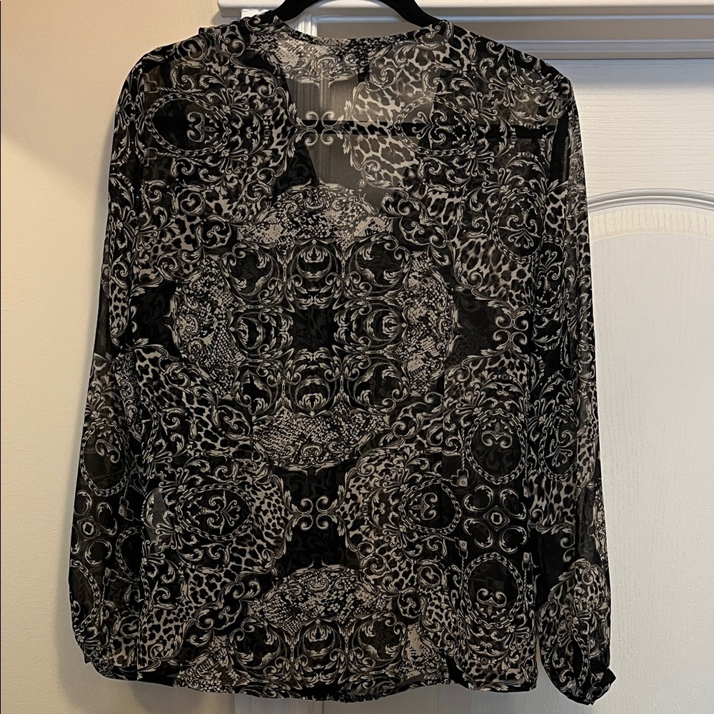 Y2K Sheer Paisley Ruffle Blouse - Picture 10 of 13